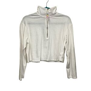 Stoney Clover Lane x Target Cropped Terry Quarter‎ Zip XS White Heart Zipper